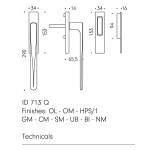 ID713 Q Colombo Pull-Up Handle for Sliding Door in Brass