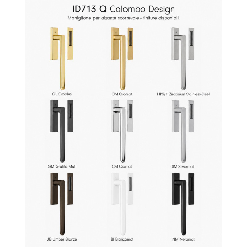 ID713 Q Colombo Pull-Up Handle for Sliding Door in Brass