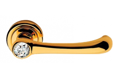 Idea Gold Plated Door Handle on Rosette Linea Calì Crystal