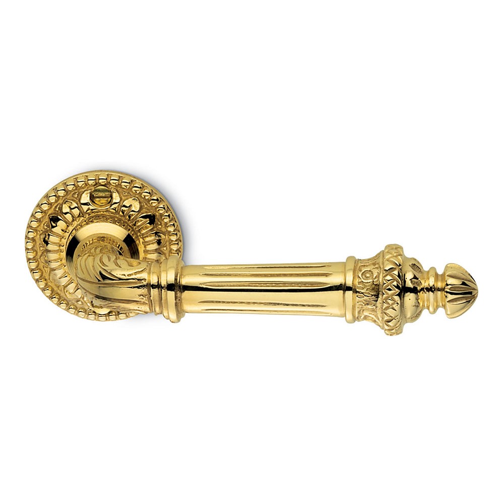 Accademia Natural Brass Door Handle on Rosette Made in Italy by Antologhia