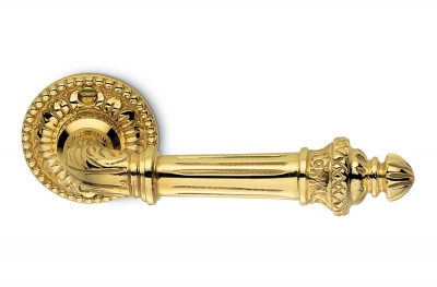 Accademia Natural Brass Door Handle on Rosette Made in Italy by Antologhia