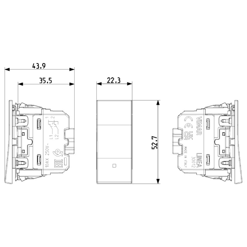 VIMAR LINEA inverter 30012.B/C/G 1P 10 AX 250 V~