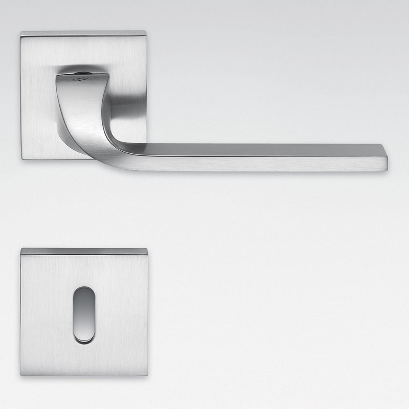 Isy Satin Chrome Door Handle on Rosette Designed by Architects for Colombo Design
