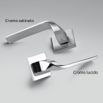 Isy Satin Chrome Door Handle on Rosette Designed by Architects for Colombo Design
