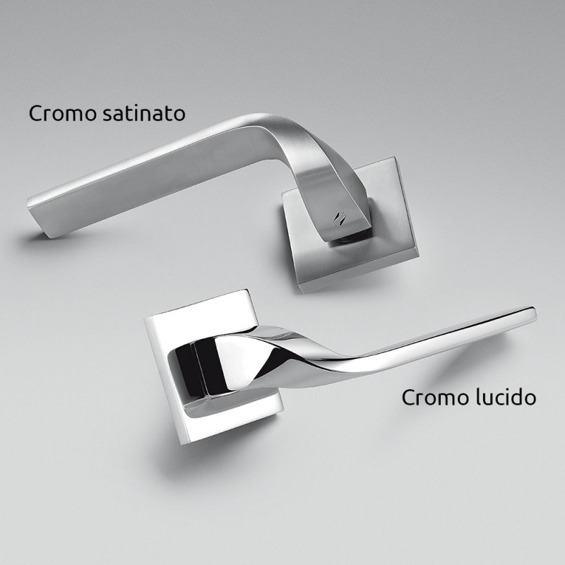 Isy Satin Chrome Door Handle on Rosette Designed by Architects for Colombo Design