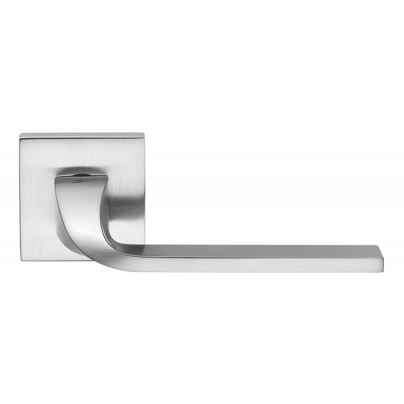Isy Satin Chrome Door Handle on Rosette Designed by Architects for Colombo Design