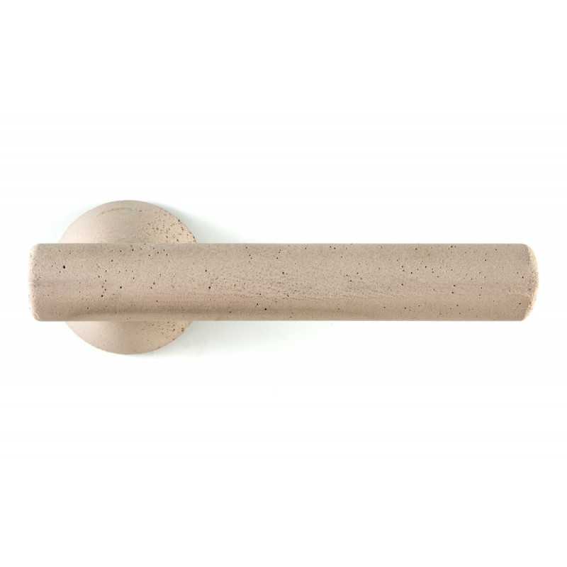 Juno Architecture Door Handle of Cement Color Blush on Rosette by Mandelli Design