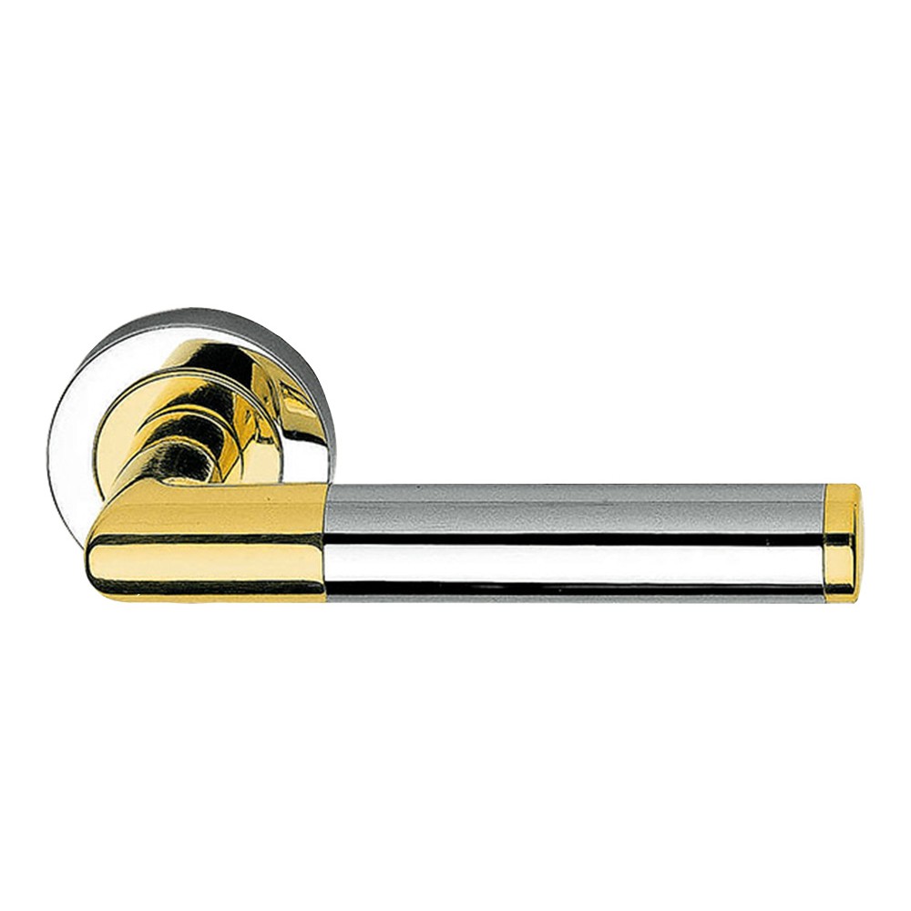 Karina Matt Black + Polished Chrome Mix Door Handle with Rose Modern Cylindrical Design by Linea Calì