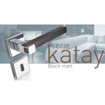 Katay Black Matt Smart Line Brass Door Handle with Square Rosette and Escutcheon