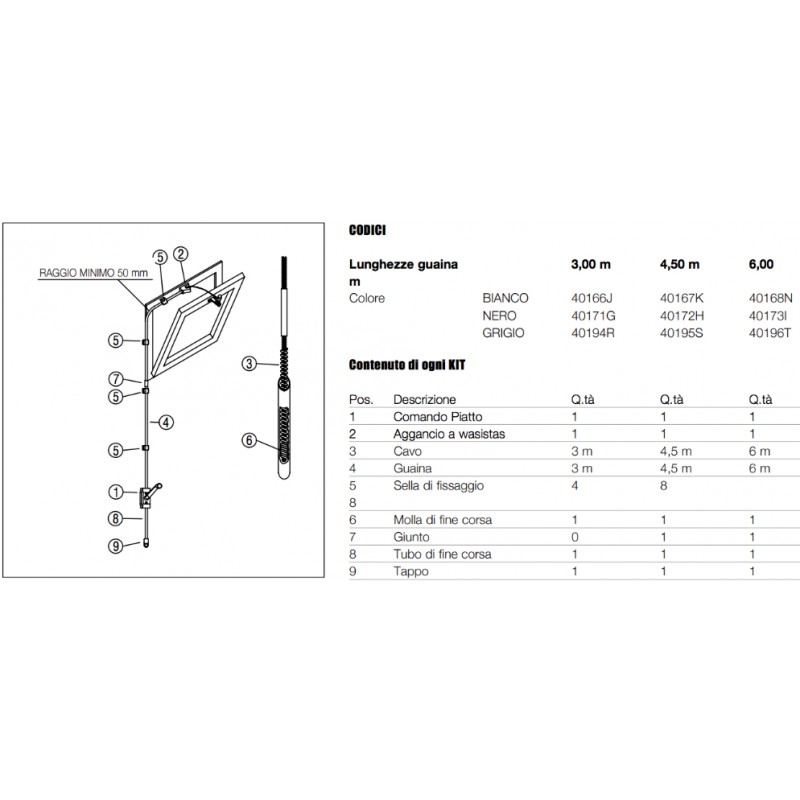 Complete Kit for Single Vasistas Ultraflex UCS Manual Opening Mechanism for Window