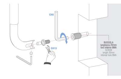 Universal Non-Through Fastening Kit for Colombo Design Handle for PVC Armored Aluminum Doors