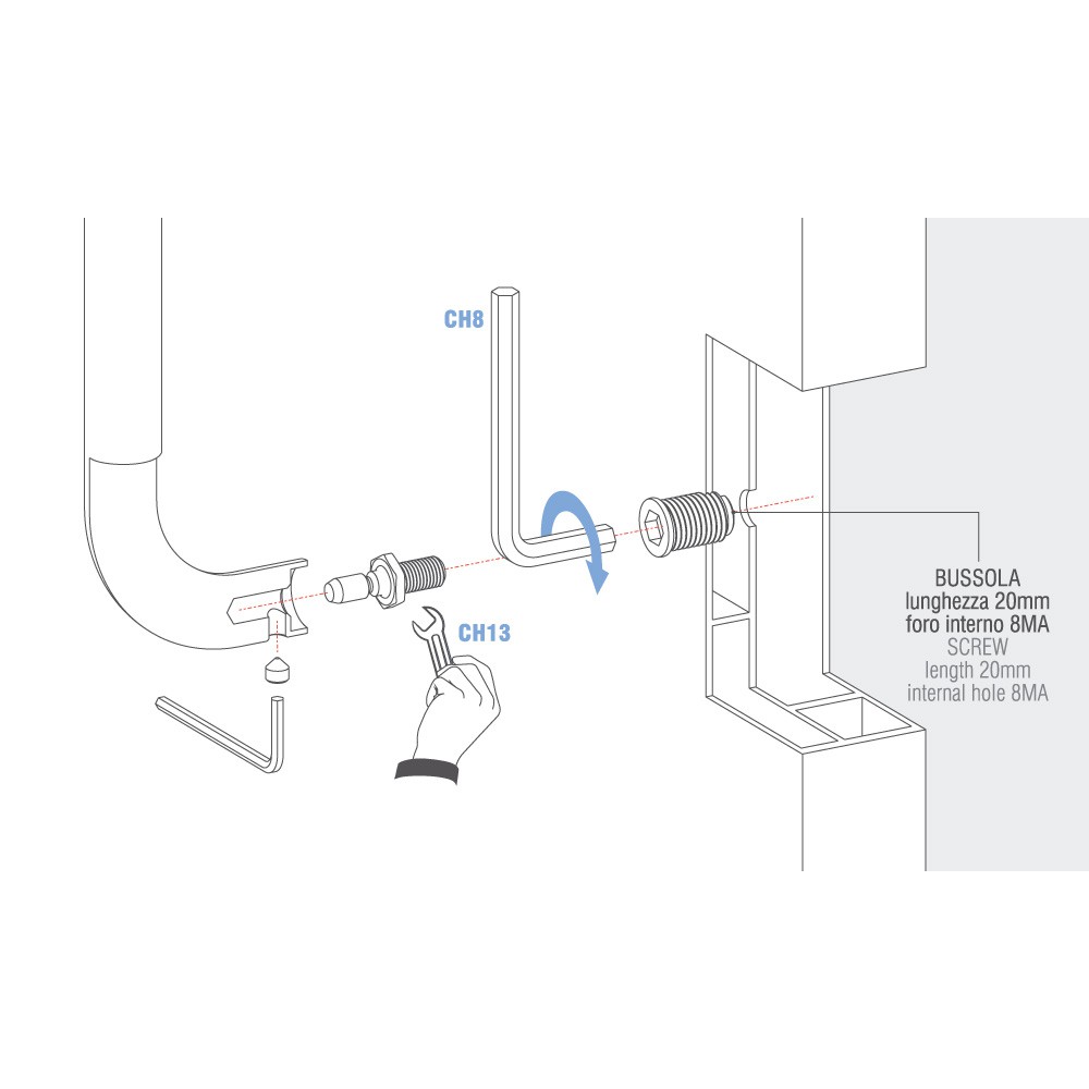 Face Fixing Kit Type 2 for Colombo Design Pull Handle for PVC Armored Aluminum Doors
