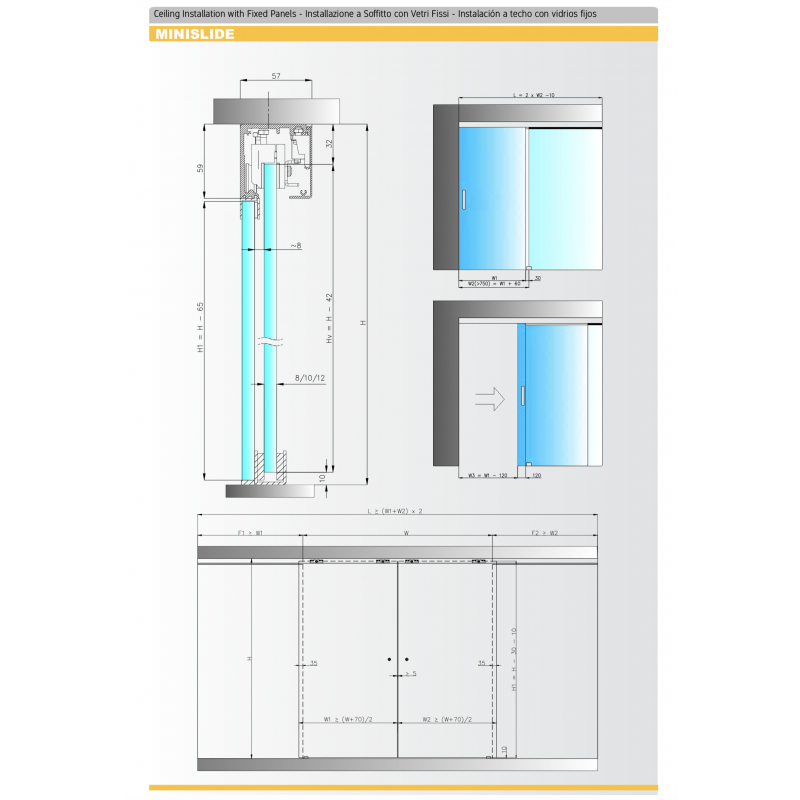 Sliding Kit MiniSlide SbyC Glass System with Sliding Guide