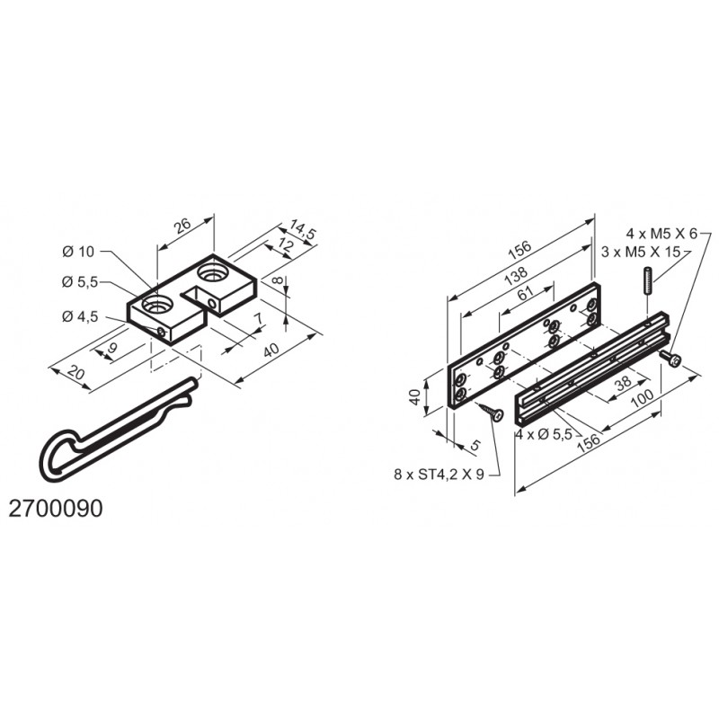 Universal Kit for Fitting Top-Hinged Windows WAY Mingardi Micro L and XL