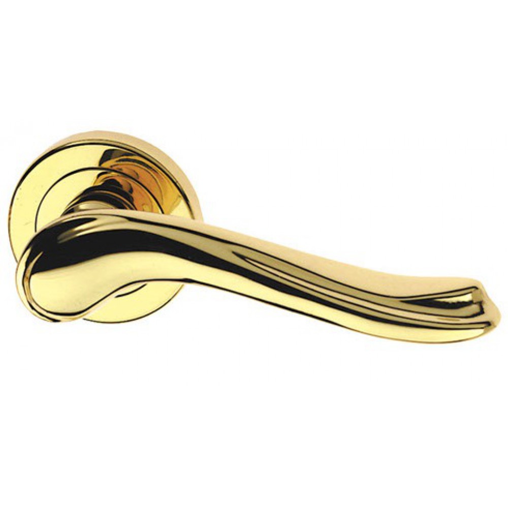 Laura Liscia Classique PFS Pasini Brass Door Handle with Rose and Escutcheon