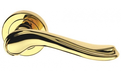 Laura Liscia Classique PFS Pasini Brass Door Handle with Rose and Escutcheon