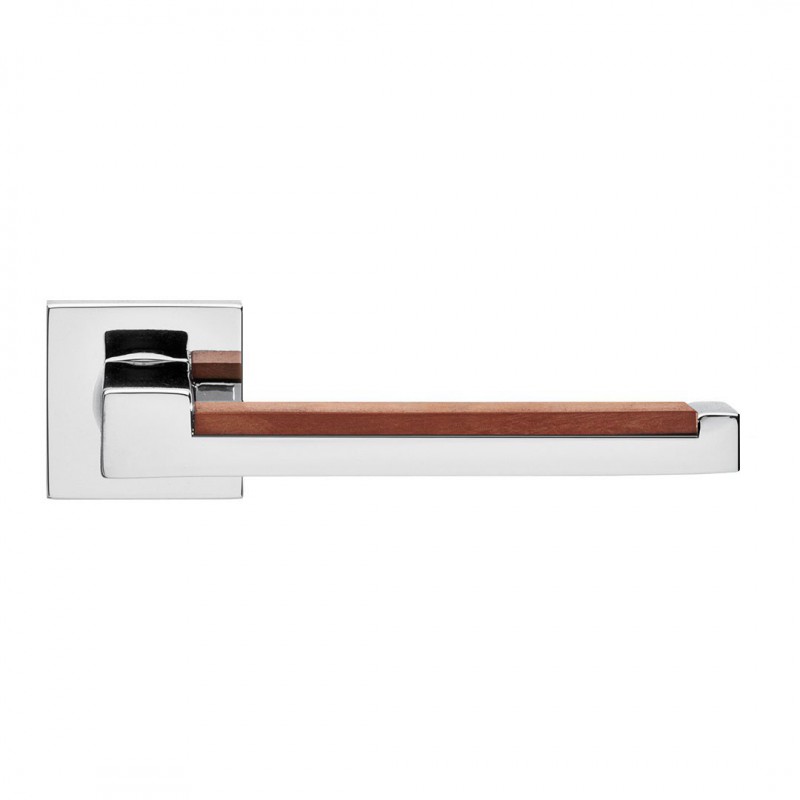 Lucca Handle with Wood Lever Insert Round Rose Brass Pfs Pasini i-Design