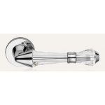 Luce Polished Chrome Door Handle on Rosette Linea Calì Crystal