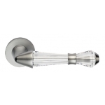 Luce Satin Chrome Door Handle on Rosette Linea Calì Crystal