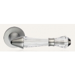 Luce Satin Chrome Door Handle on Rosette Linea Calì Crystal