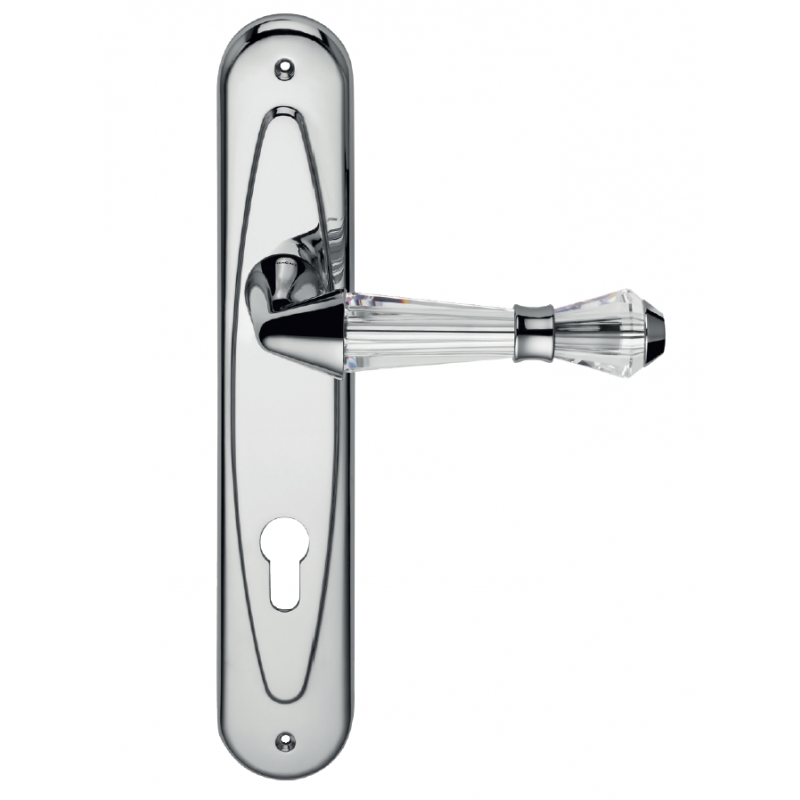 Luce Door Handle on Plate Linea Calì Crystal