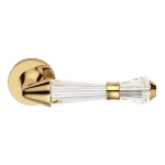 Luce Gold Plated Door Handle on Rosette Linea Calì Crystal