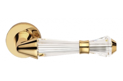 Luce Gold Plated Door Handle on Rosette Linea Calì Crystal