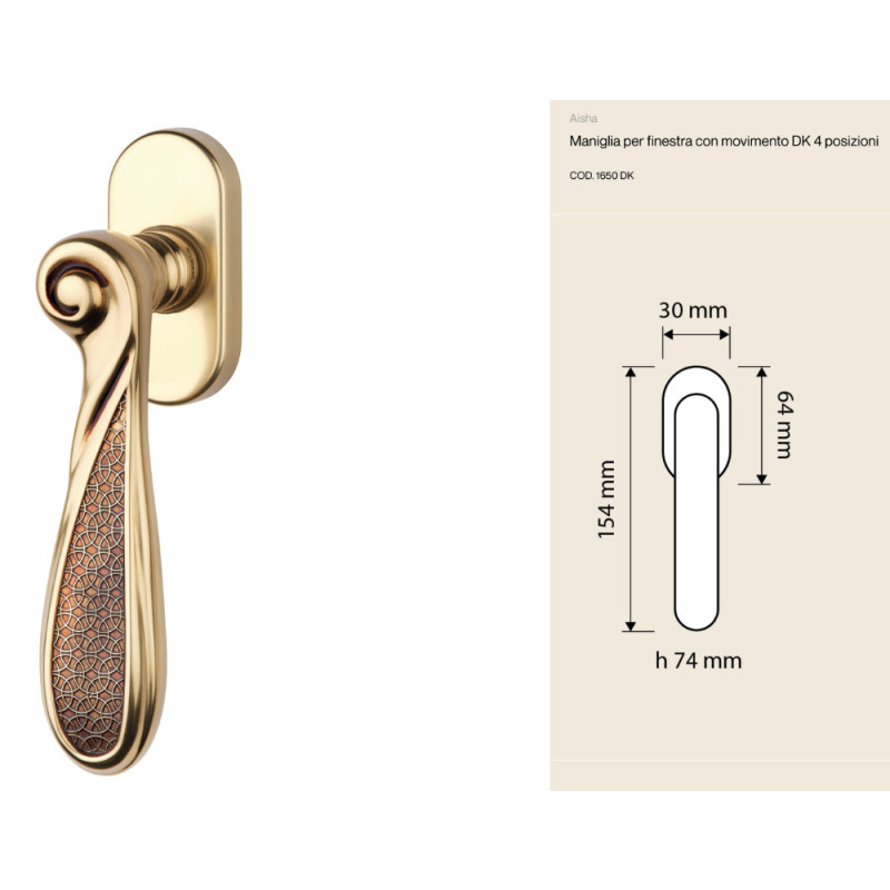 Aisha Linea Calì Window Handle Arabic Design DK Opening