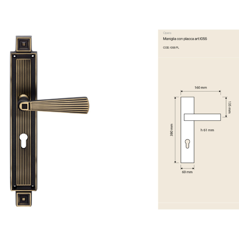 Door Handle with Plate Opera Linea Calì Vintage Neoclassical