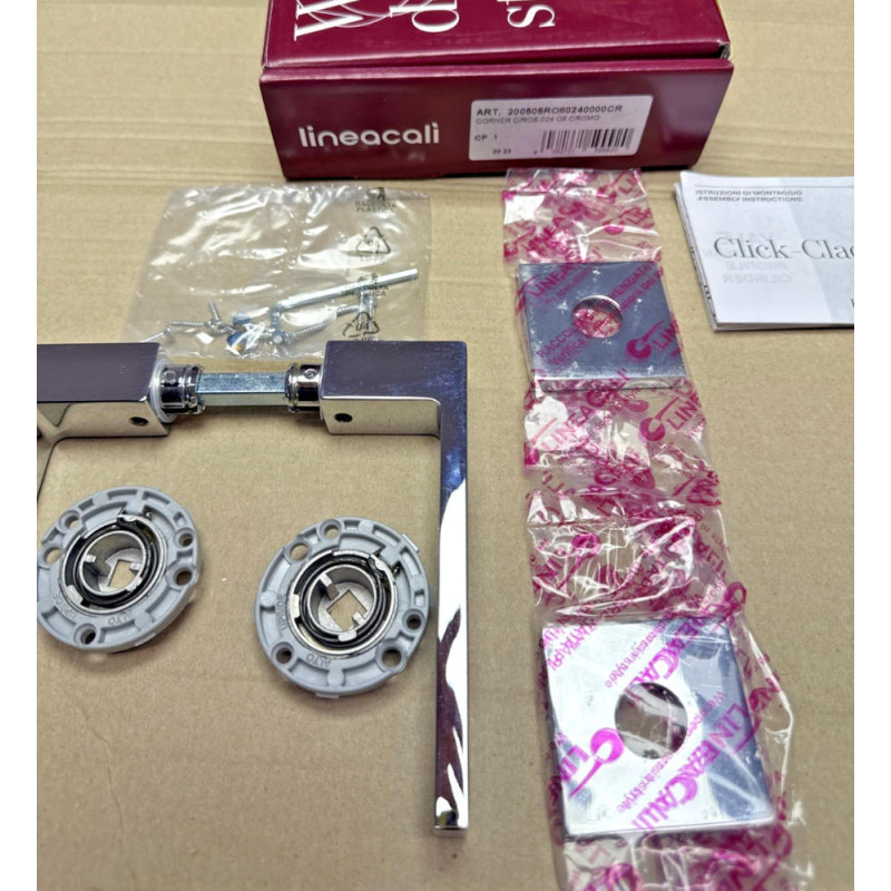 Corner Zincral Linea Calì Handle Polished Chrome Finish on Rosette