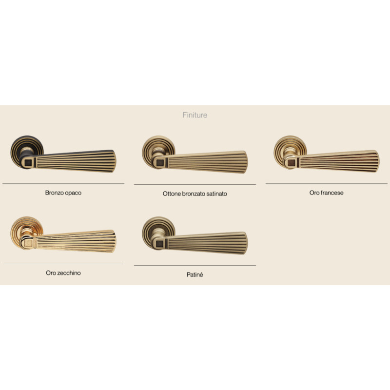 Opera Linea Calì Handle Neoclassical Vintage Style Brass with Rosette