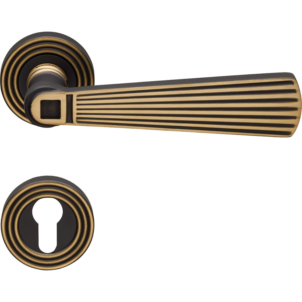 Opera Linea Calì Handle Neoclassical Vintage Style Brass with Rosette