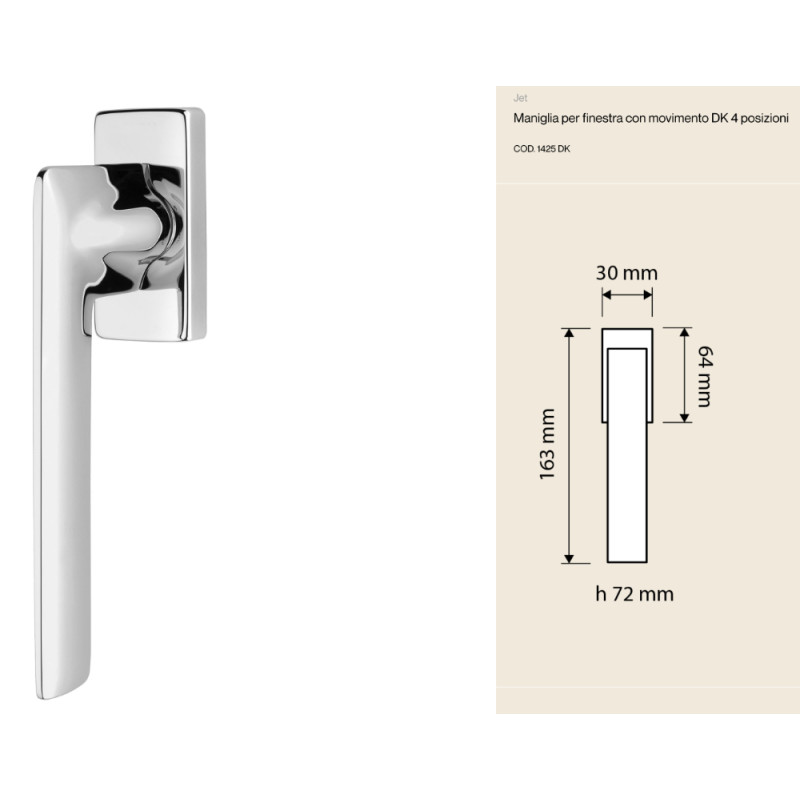 Jet Linea Calì Window Handle with Slim Grip and DK Movement