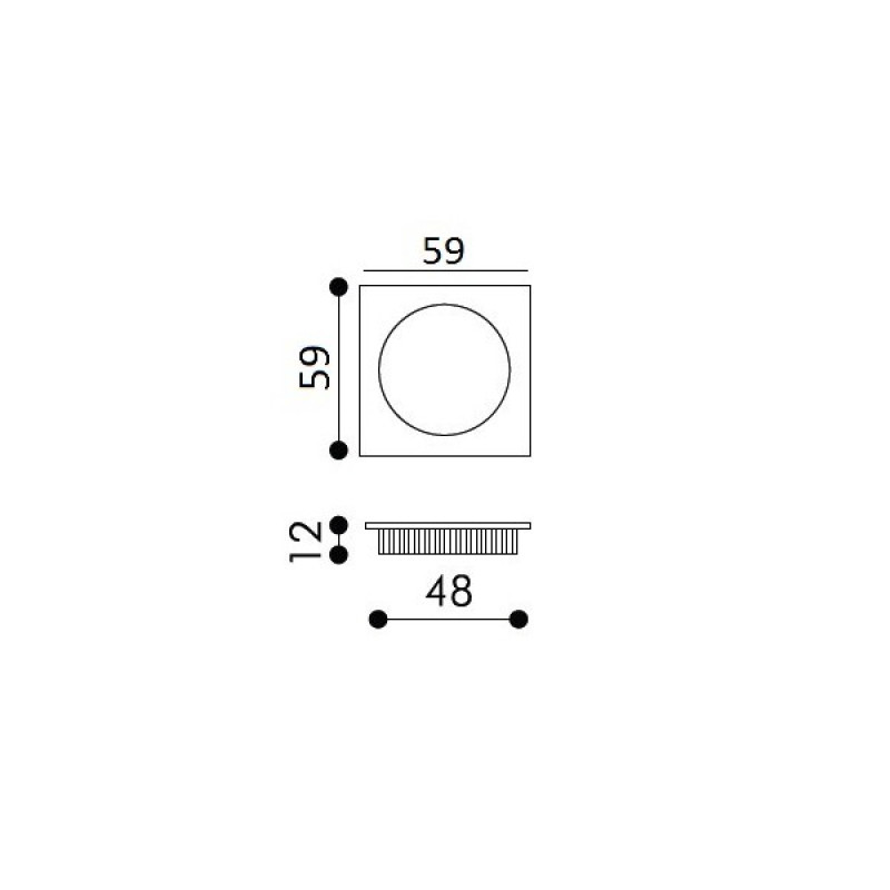 Recessed Square Handle Arieni 222 59x59 mm Plate for Sliding Door
