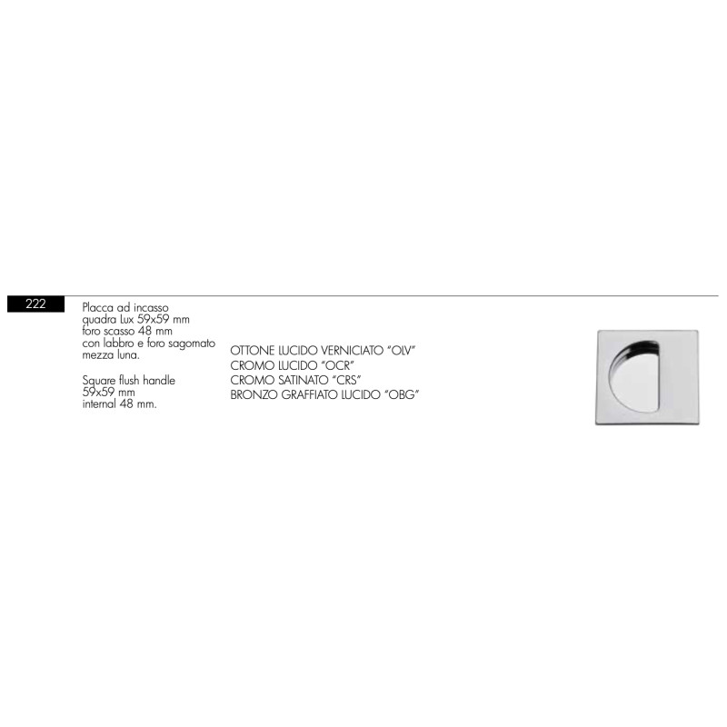 Recessed Square Handle Arieni 222 59x59 mm Plate for Sliding Door