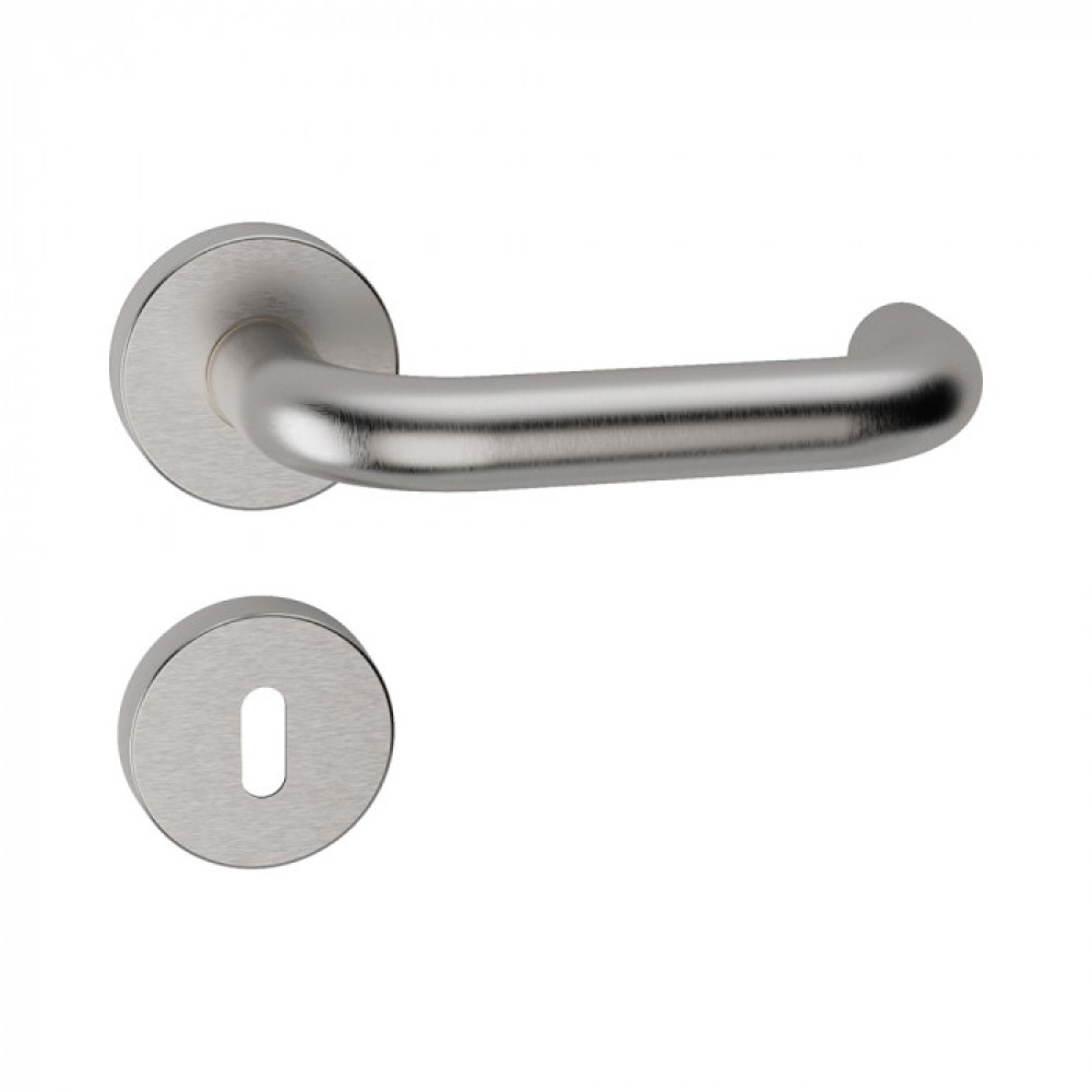 Stockholm Reguitti Inox Door Handle with Round Rosette