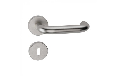 Stockholm Reguitti Inox Door Handle with Round Rosette