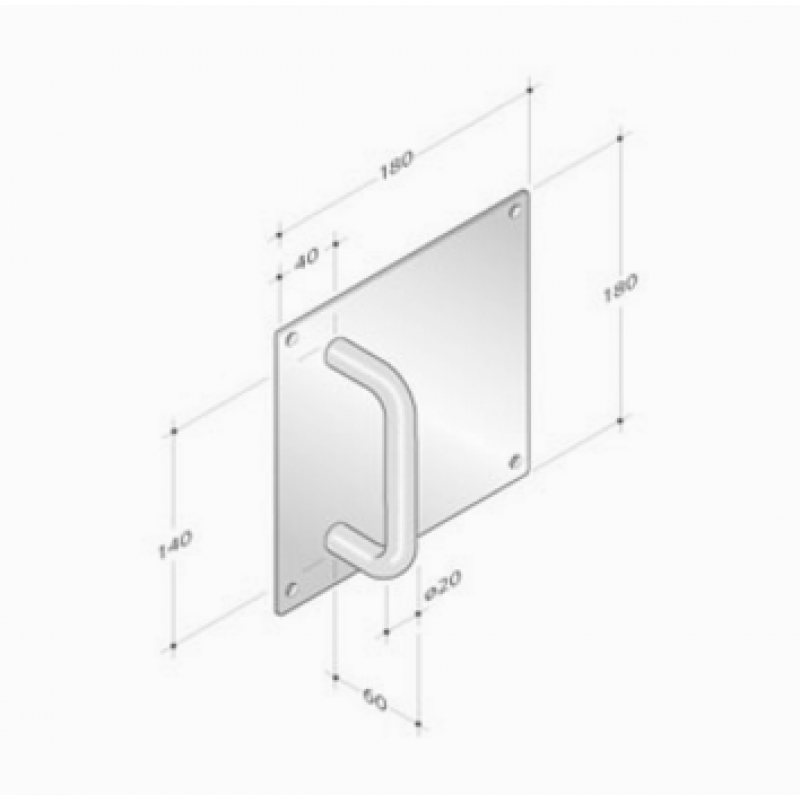 pba 2030/2001 Pair of Handles with Plate in Stainless Steel AISI 316L