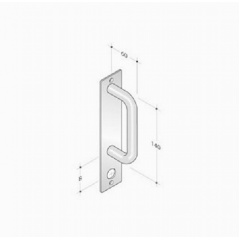 pba 2211 Fixed Pull Handle on Rectangular Plate in Stainless Steel