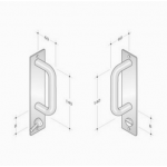 pba 2211 Fixed Pull Handle on Rectangular Plate in Stainless Steel