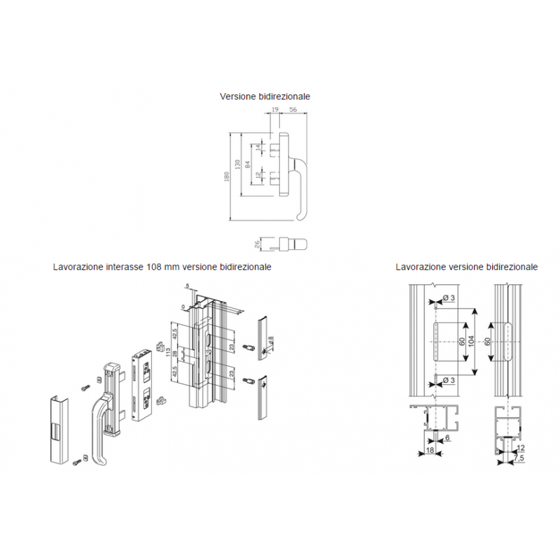 Handle Window Cremonese Giesse Nova Ambidextrous Bidirectional External