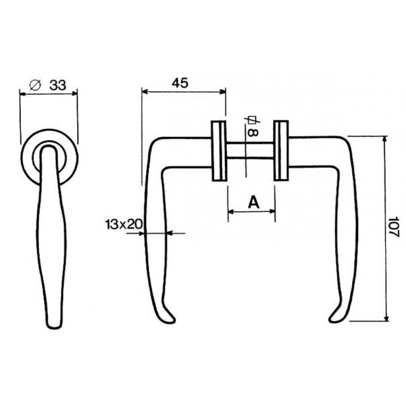 Handles for Metallic Doors with Screw Black Painted IBFM