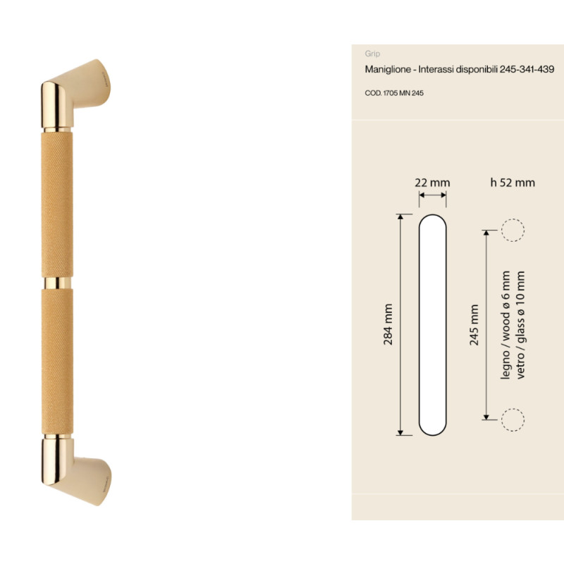 Grip Linea Calì Brass Door Pull Handle Featured in Nespresso Advertising