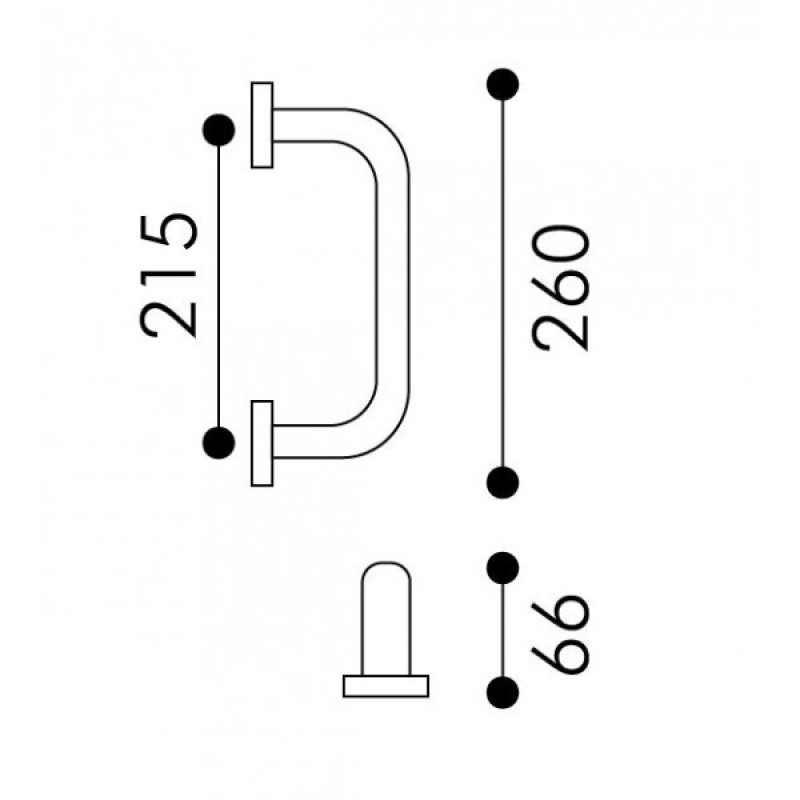 Brass Door Pull Handle Arieni Stile 940/E Ø45 Length 260 mm