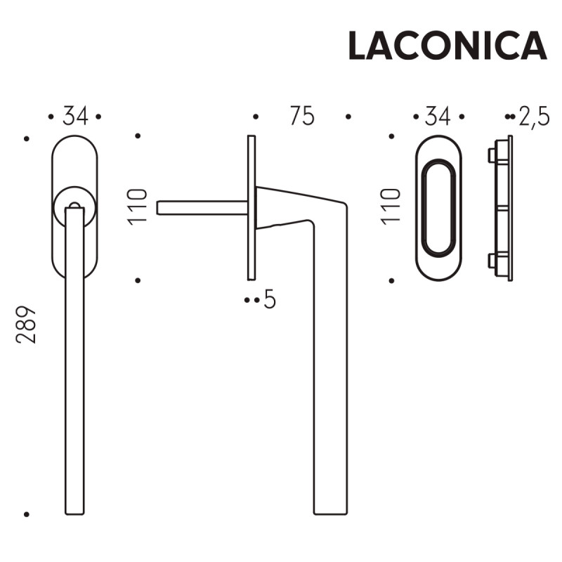 Pull Handle for Lift and Slide Door Colombo Design AM313/0 with Plate