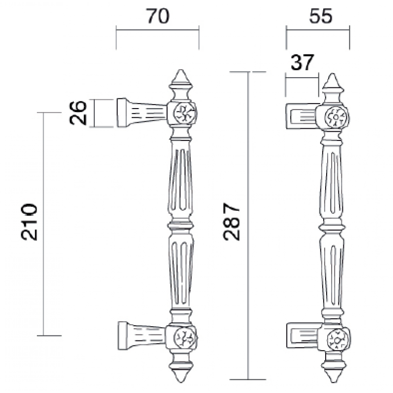 Patrizio Pull Handles Brass Classique Line PFS Pasini