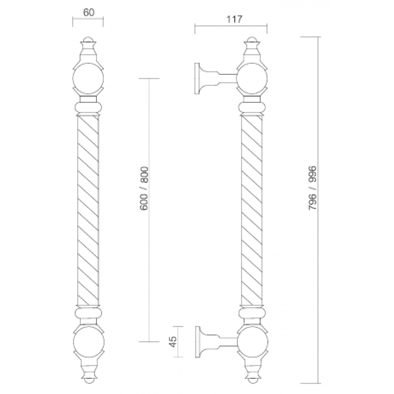 Panther Forged Brass Pull Handle Elements PFS Pasini