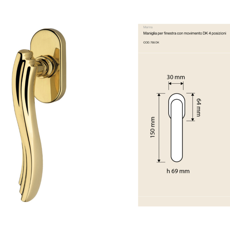 Marina Linea Calì DK Window Handle Laminated Grip