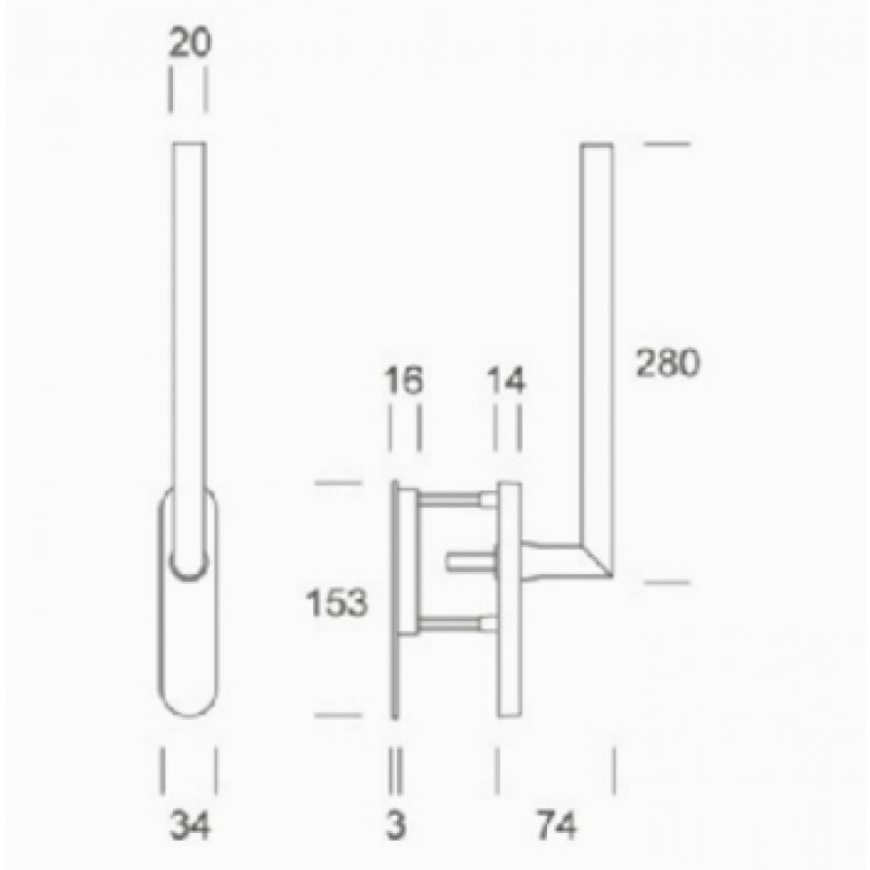 pba 2045 Window Handle in Stainless Steel AISI 316L