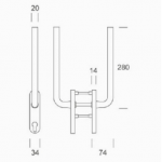 pba 2045 Window Handle in Stainless Steel AISI 316L